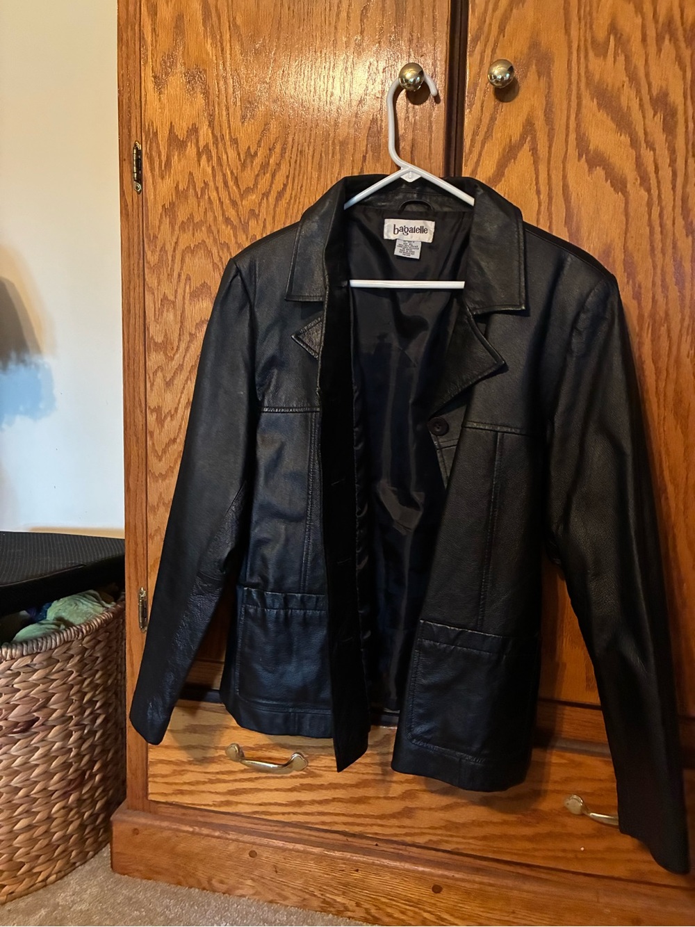 bagatelle Black Faux Leather Notch-Collar Jacket
